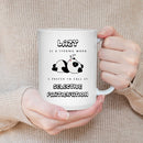 LAZY PANDA FUNNY MUG - Premium Large White Round BPA-Free Cute Ceramic Coffee Tea Mug With C-Handle, Demonstration View