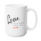 LOVE BEGINS LOVE MUG - Premium White Round BPA-Free Cute Ceramic Coffee Tea Mug With C-Handle, Side View