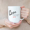 LOVE BEGINS LOVE MUG - Premium White Round BPA-Free Cute Ceramic Coffee Tea Mug With C-Handle, Demonstration View