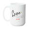 LOVE BEGINS LOVE MUG - Premium White Round BPA-Free Cute Ceramic Coffee Tea Mug With C-Handle, Side View