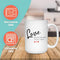 LOVE BEGINS LOVE MUG - Premium White Round BPA-Free Cute Ceramic Coffee Tea Mug With C-Handle, Features, Text View