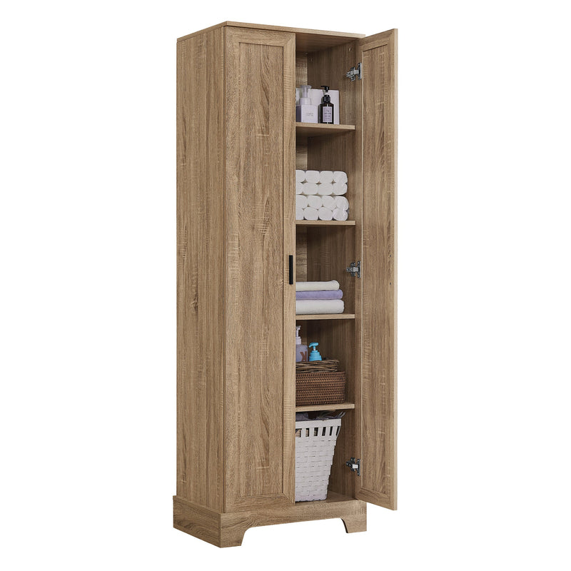 Luxurious 71" Adjustable 2-Door Wooden Storage Cabinet, Brown (97284513) - HBG