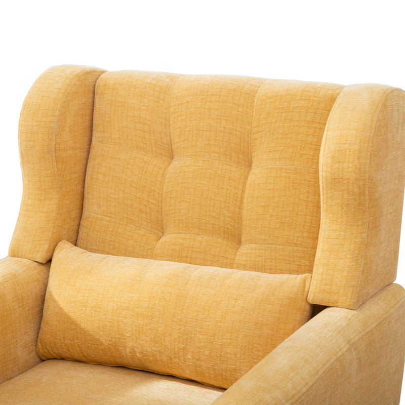 Luxurious Mid-Century Modern Chenille Upholstered Yellow Accent Chair (97425618) - HBG