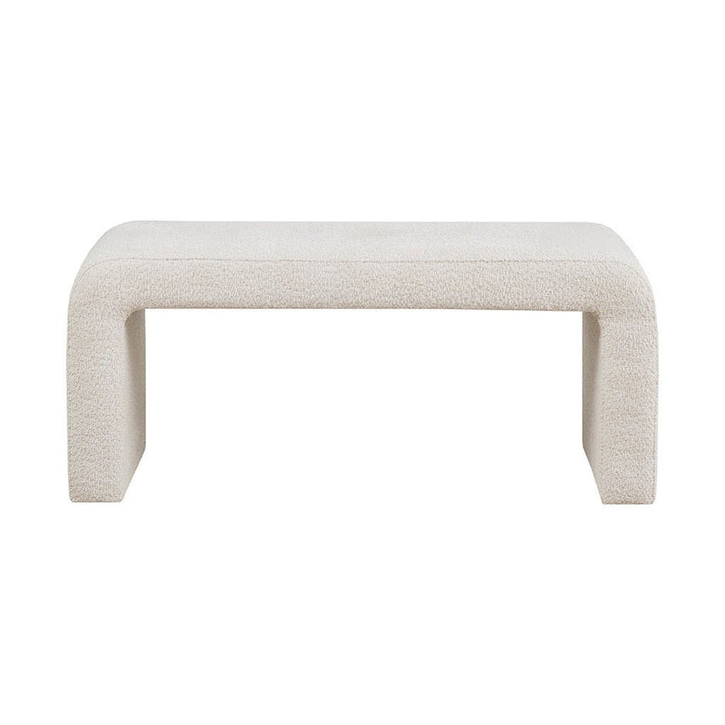 Luxury Cream Boucle Waterfall Bench - Polyester Curved Seat With Smooth Rounded Edges (95381742) - HBG