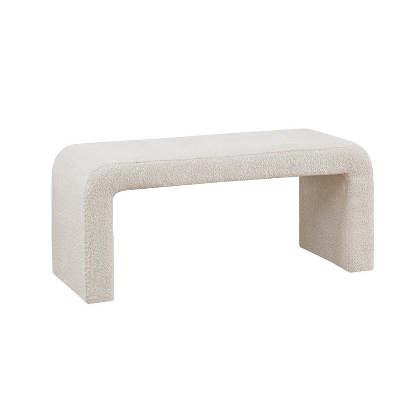 Luxury Cream Boucle Waterfall Bench - Polyester Curved Seat With Smooth Rounded Edges (95381742) - HBG