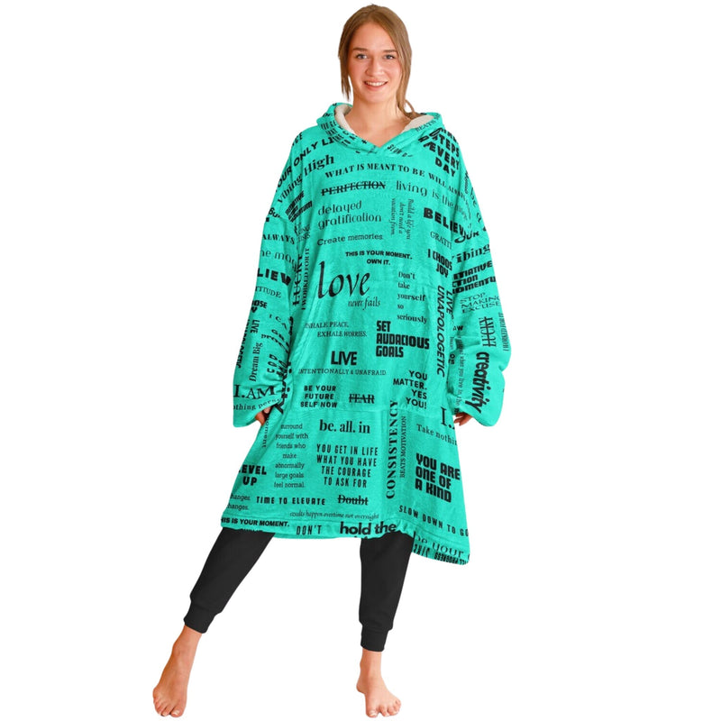 MANIFESTO SLEEP HOODIE - Premium Soft Unisized Polyester Wearable Snug Hoodie Blanket With Plush Hood - HBG