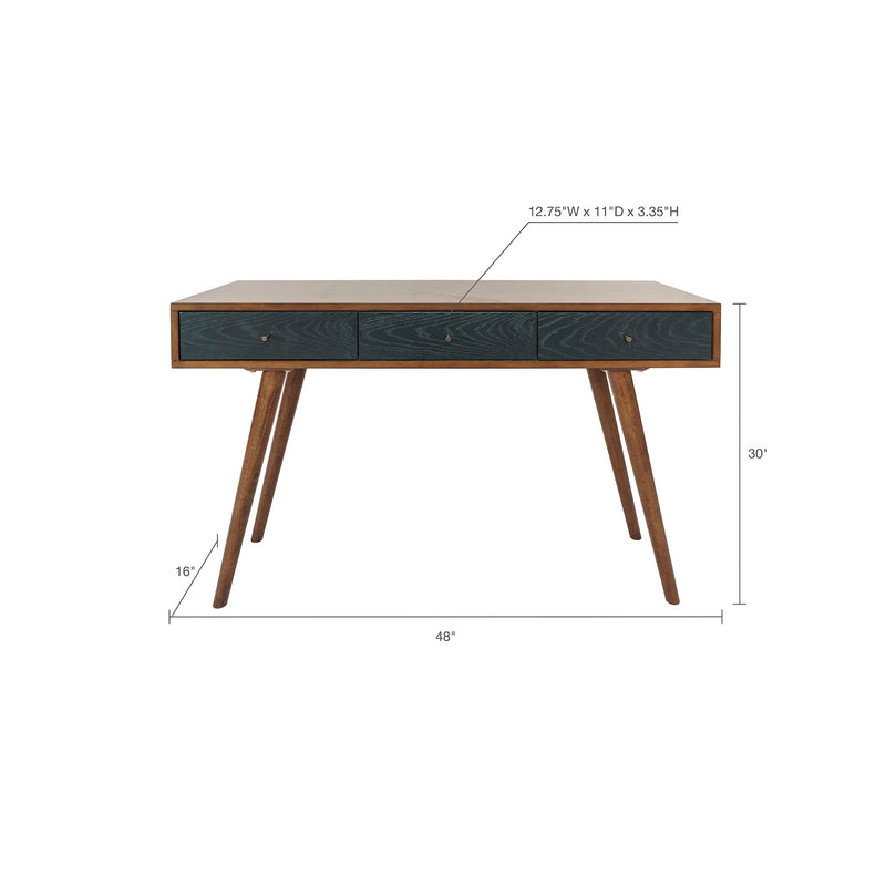 Mid-Century 3-Drawer Writing Desk With Pull Knobs, 48" (93742512) - HBG