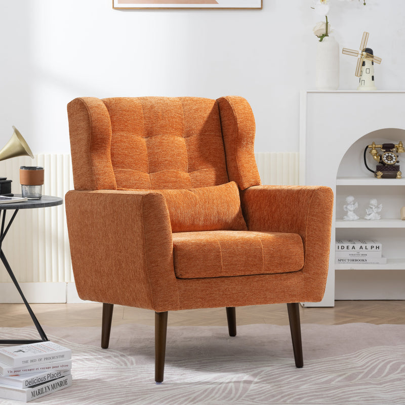 Mid-Century Modern Upholstered Accent Chair, Orange (97485361) - HBG