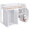 Minimalist Twin Loft Bed Frame With Wardrobe, Desk & Storage Drawers, White (96387541) - HBG