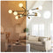 Modern 10-Bulb Black Gold Satellite Chandelier With Ivory Glass Lampshades (96251843) - HBG