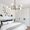 Modern 10-Bulb Black Gold Satellite Chandelier With Ivory Glass Lampshades (96251843) - HBG