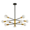 Modern 10-Bulb Black Gold Satellite Chandelier With Ivory Glass Lampshades (96251843) - HBG