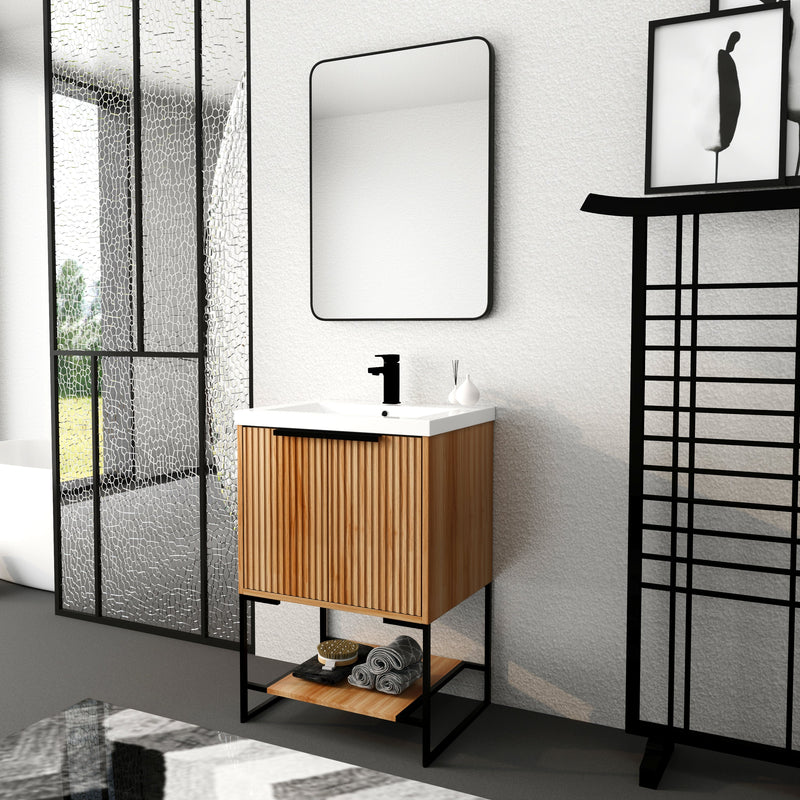 Modern 24" Freestanding Vanity With Durable Resin Sink For Stylish Bathrooms (92538612) - HBG