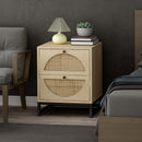 Modern Natural Rattan 2-Drawer Bedside End Table W/ Metal Base, 21" (HBG80147) - HBG