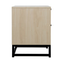 Modern Natural Rattan 2-Drawer Bedside End Table W/ Metal Base, 21" (HBG80147) - HBG