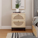 Modern Natural Rattan 2-Drawer Bedside End Table W/ Metal Base, 21" (HBG80147) - HBG