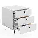 Modern White Steel 3 Drawer Nightstand With Circular Handle, 20 Inch (97428531) - HBG