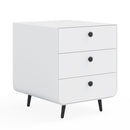 Modern White Steel 3 Drawer Nightstand With Circular Handle, 20 Inch (97428531) - HBG