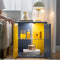 Modern Yellow And Blue Farmhouse LED End Table With Glass Shelves, 20" (96284153) - HBG