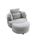 Oversized Gray Teddy Swivel Lounge Chair With Ottoman And Pillows, 39" (97585341) - HBG