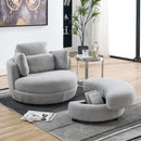 Oversized Gray Teddy Swivel Lounge Chair With Ottoman And Pillows, 39" (97585341) - HBG