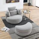 Oversized Gray Teddy Swivel Lounge Chair With Ottoman And Pillows, 39" (97585341) - HBG