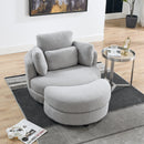 Oversized Gray Teddy Swivel Lounge Chair With Ottoman And Pillows, 39" (97585341) - HBG