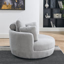 Oversized Gray Teddy Swivel Lounge Chair With Ottoman And Pillows, 39" (97585341) - HBG