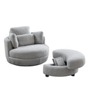 Oversized Gray Teddy Swivel Lounge Chair With Ottoman And Pillows, 39" (97585341) - HBG