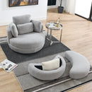 Oversized Gray Teddy Swivel Lounge Chair With Ottoman And Pillows, 39" (97585341) - HBG