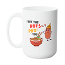 PHO LOVE MUG - Premium Large White Round BPA-Free Cute Ceramic Coffee Tea Mug With C-Handle, 15OZ Side View