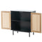 Premium Black Wooden Cabinet With Rattan Doors And Solid Metal Base, 32" (91753482) - HBG