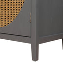 Premium Chic Boho Style 2-Door Natural Rattan Cabinet, 31" (96087531) - HBG