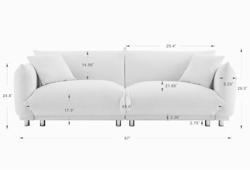 Premium Comfy Bread-Shaped Sofa With 2 Pillows, 87" (91386352) - HBG