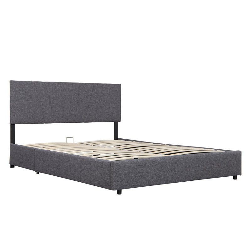 Premium Full Size Upholstered Wooden Bed Frame With Lifting Storage & Tufted Headboard (9571684) - HBG