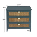 Premium Green 3-Drawer Natural Rattan Cabinet For Bedroom, Living & Study Room, 31" (95382415) - HBG