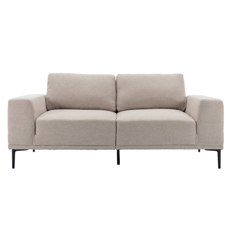 Premium Mid-Century Modern Beige Linen Fabric Loveseat Couch Sofa (93742186) - HBG