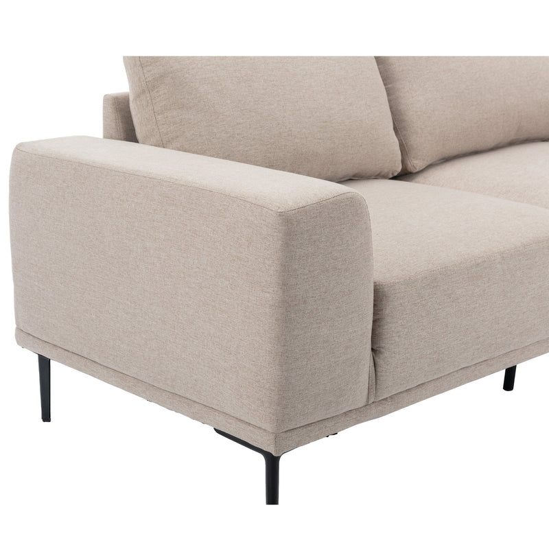 Premium Mid-Century Modern Beige Linen Fabric Loveseat Couch Sofa (93742186) - HBG