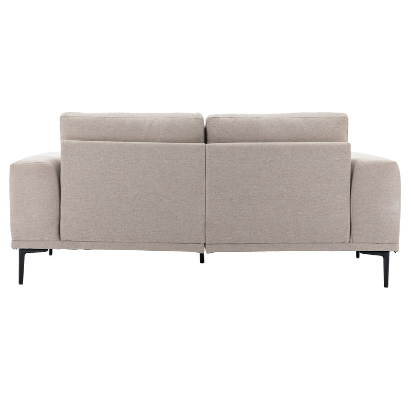 Premium Mid-Century Modern Beige Linen Fabric Loveseat Couch Sofa (93742186) - HBG