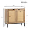 Premium Mid Century Natural Wood Rustic Accent Cabinet With Rattan Doors, 32" (97136524) - HBG