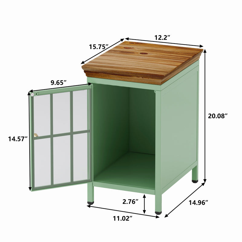 Premium Modern Green Solid Wood Nightstand Set, 2 Piece (96385142) - HBG