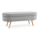 Premium Sturdy Gray Oval Ottoman With Storage And Rubberwood Legs, 43.5" (92768531) - HBG