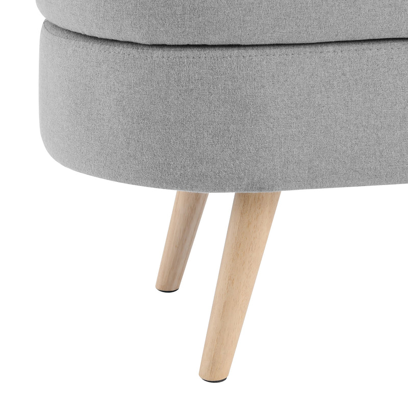 Premium Sturdy Gray Oval Ottoman With Storage And Rubberwood Legs, 43.5" (92768531) - HBG