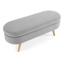 Premium Sturdy Gray Oval Ottoman With Storage And Rubberwood Legs, 43.5" (92768531) - HBG