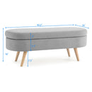 Premium Sturdy Gray Oval Ottoman With Storage And Rubberwood Legs, 43.5" (92768531) - HBG