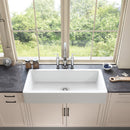 Premium White Single Bowl Fireclay Porcelain Ceramic Farmhouse Kitchen Sink, 37" (95716483) - HBG