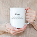 REMINDER PRAYER FAITH MUG - Premium Large White Round BPA-Free Cute Ceramic Coffee Tea Mug With C-Handle, Demonstration View