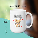 RUFF LOVE MUG - Premium Large White Round BPA-Free Cute Ceramic Coffee Tea Mug With C-Handle, Measurement View