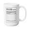 SC NUTRITION FACTS REST MUG - Premium Large White Round BPA-Free Cute Ceramic Coffee Tea Mug With C-Handle, 15OZ Front View