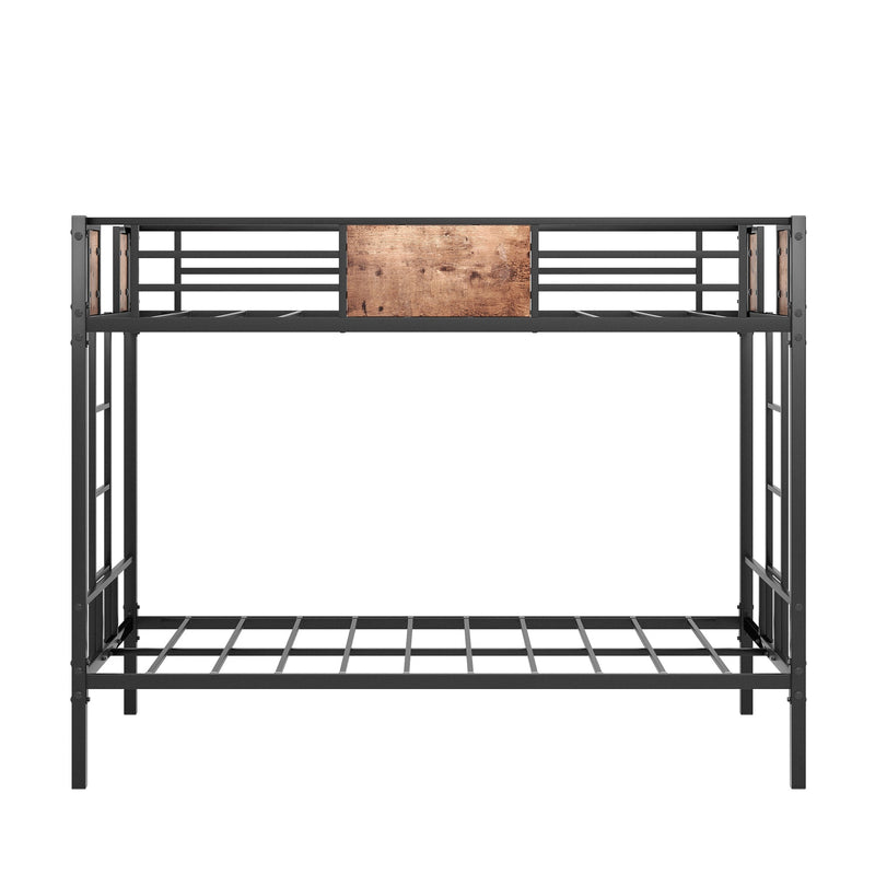 Sleek Twin Metal Bunk Bed Frame With Ladder, Black (96817263) - HBG